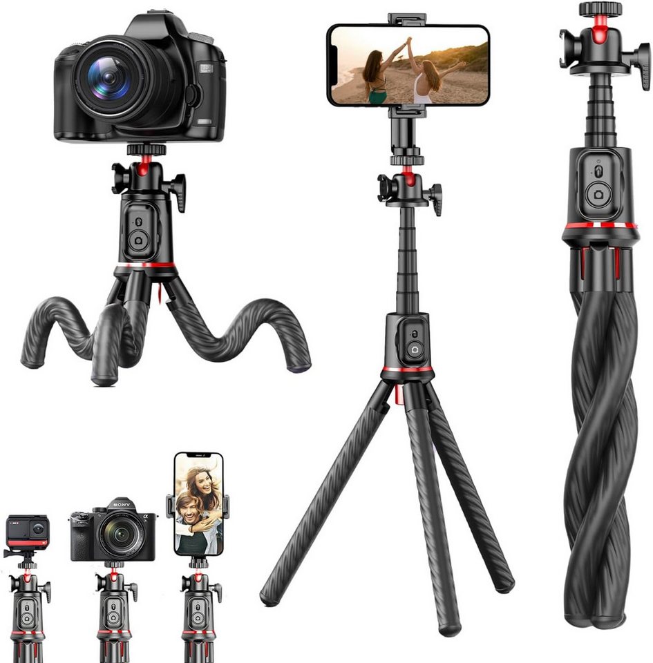 RWEUOQ Selfie-Stick Flexibles Stativ für Handy, ausziehbar, 3-in-1, 360-Grad-Drehung, Action- und DSLR-Kamera mit Bluetooth-Fernbedienung, rutschfest RWEUOQ Selfie-Stick Flexibles Stativ für Handy, ausziehbar, 3-in-1, 360-Grad-Drehung, Action- und DSLR-Kamera mit Bluetooth-Fernbedienung, rutschfest von RWEUOQ