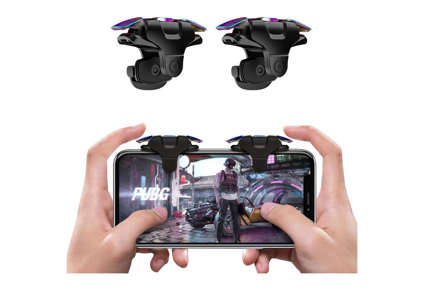 RWEUOQ Shooting-Game-Controller, Mobile Game Trigger, Handy Trigger L1R1 Controller (Game Trigger Shoot Sensitive Joysticks, Aim & Fire Game Phone Button, 2 St., für Mobiltelefon Spiel Tigger Game Joysticks) RWEUOQ Shooting-Game-Controller, Mobile Game Trigger, Handy Trigger L1R1 Controller (Game Trigger Shoot Sensitive Joysticks, Aim & Fire Game Phone Button, 2 St., für Mobiltelefon Spiel Tigger Game Joysticks) von RWEUOQ
