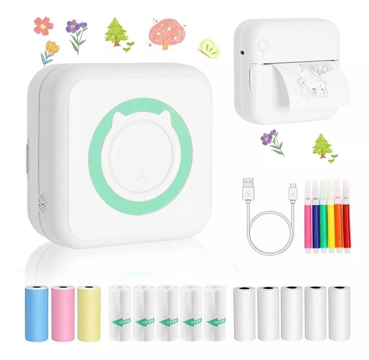 RWEUOQ Thermodrucker Kompatibel für iOS Android Etikettendrucker Bluetooth Etikettendrucker, (5 Druckpapier 5 selbstklebende Thermopapier 3 Farbdruckpapier 6 Pinsel) RWEUOQ Thermodrucker Kompatibel für iOS Android Etikettendrucker Bluetooth Etikettendrucker, (5 Druckpapier 5 selbstklebende Thermopapier 3 Farbdruckpapier 6 Pinsel) von RWEUOQ