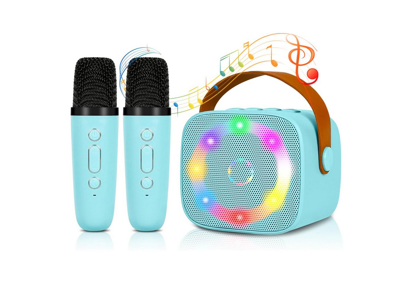 RWEUOQ Tragbare Bluetooth-Lautsprecher mit 2 Kabellosen Mikrofonen Karaoke-Maschine 360°-Stereo-Surround-Sound, HiFi-Audiotechnologie (Bluetooth-Verbindung, Lautsprechern mit LED-Lichteffekt,USB-Laden, ideal für Kleinkinder) RWEUOQ Tragbare Bluetooth-Lautsprecher mit 2 Kabellosen Mikrofonen Karaoke-Maschine 360°-Stereo-Surround-Sound, HiFi-Audiotechnologie (Bluetooth-Verbindung, Lautsprechern mit LED-Lichteffekt,USB-Laden, ideal für Kleinkinder) von RWEUOQ