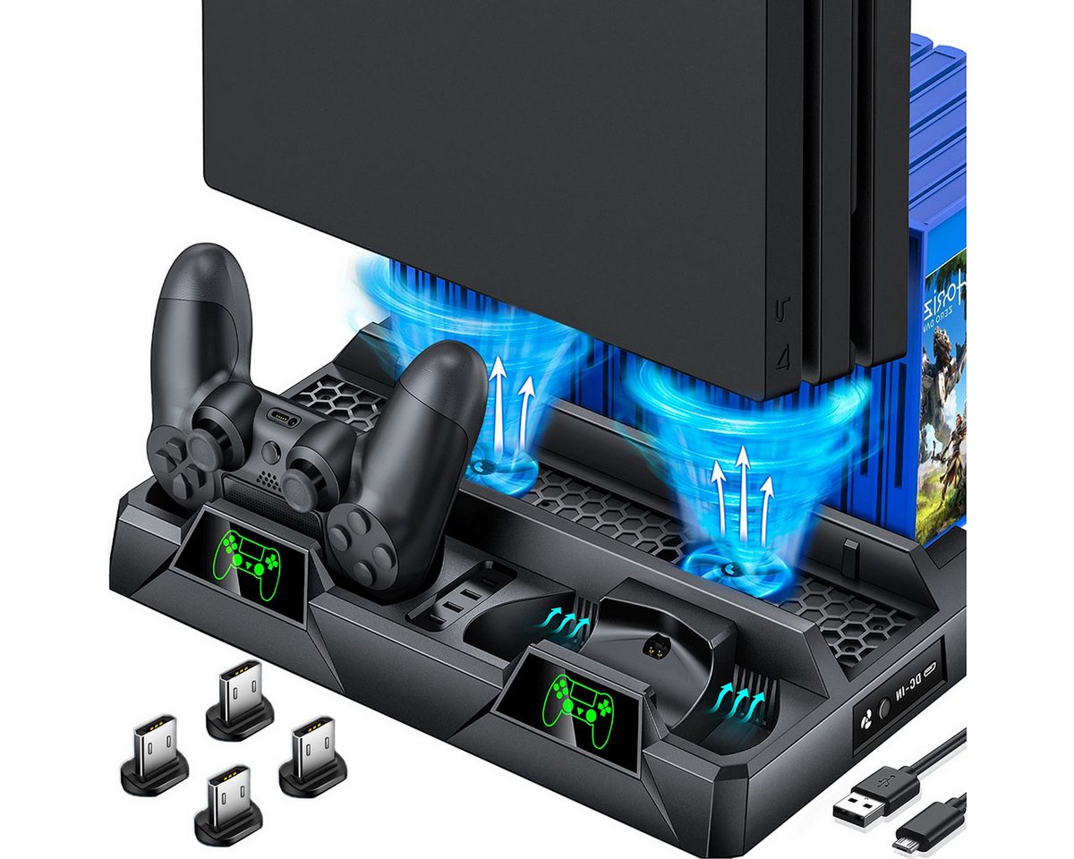 ZEUOPQ Vertikaler Kühlständer,Kompatibel mit PS4/PS4 PRO/PS SLIM Dual Suction Controller (Multifunktionaler Kühlventilator Ladegerät Version Dual Suction Fan) von ZEUOPQ