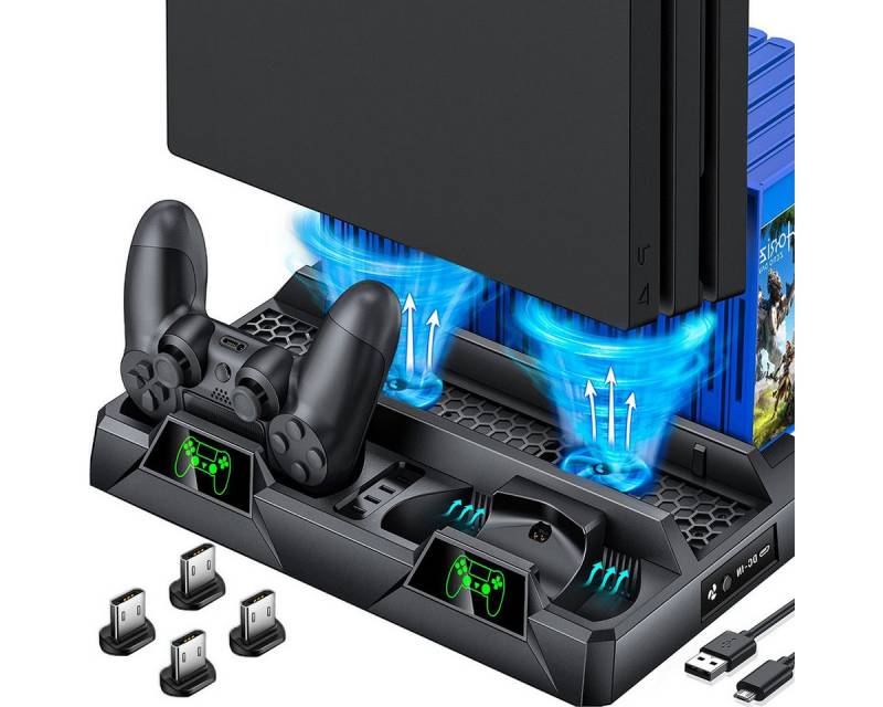ZEUOPQ Vertikaler Kühlständer,Kompatibel mit PS4/PS4 PRO/PS SLIM Dual Suction Controller (Multifunktionaler Kühlventilator Ladegerät Version Dual Suction Fan) von ZEUOPQ