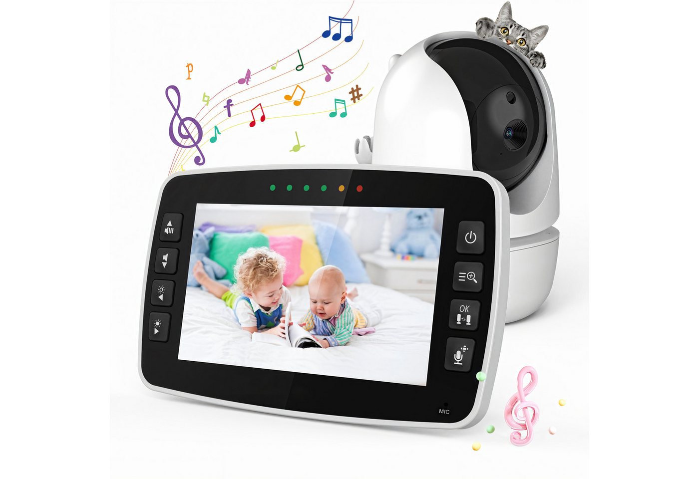 RWEUOQ Video-Babyphone Baby Monitor 4,3 Zoll mit Kamera und Audio, Baby überwachungskamera, Fernsteuerbare Schwenk- und Neige-Funktion, Zoom, Nachtsicht, 1-tlg., VOX-Modus, Temperaturüberwachung, Schlaflieder, Zwei-Wege-Audio RWEUOQ Video-Babyphone Baby Monitor 4,3 Zoll mit Kamera und Audio, Baby überwachungskamera, Fernsteuerbare Schwenk- und Neige-Funktion, Zoom, Nachtsicht, 1-tlg., VOX-Modus, Temperaturüberwachung, Schlaflieder, Zwei-Wege-Audio von RWEUOQ