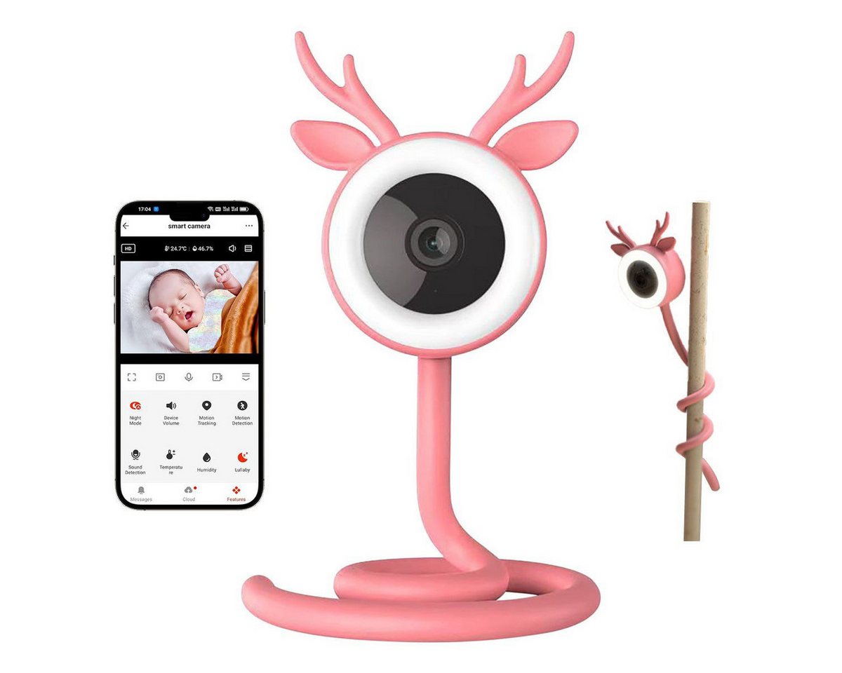 RWEUOQ Video-Babyphone Babymonitor, HD WIFI-Babyphone mit 4MP Kamera mit Standfuß, Babyphone mit Temperatur- und Luftfeuchtigkeitserkennung, 1-tlg., Zwei-Wege-Gegensprechfunktion, Infrarot-Nachtsicht, Schlaflied, Schreierkennung, Fütterungstimer RWEUOQ Video-Babyphone Babymonitor, HD WIFI-Babyphone mit 4MP Kamera mit Standfuß, Babyphone mit Temperatur- und Luftfeuchtigkeitserkennung, 1-tlg., Zwei-Wege-Gegensprechfunktion, Infrarot-Nachtsicht, Schlaflied, Schreierkennung, Fütterungstimer von RWEUOQ