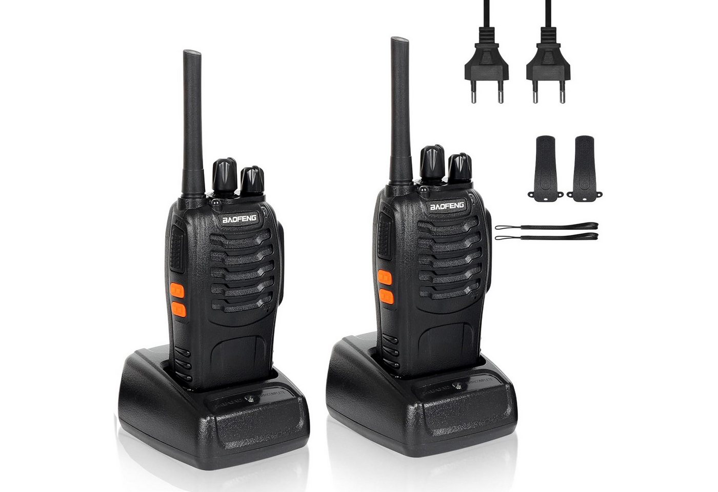 RWEUOQ Walkie Talkie Sprechfunkgerät mit Ladestation, 16 Kanäle Funkgeräte, (Multifunktionales Tragbares Walkie-Talkie, 2-St., 1500 MAh Batterie, Funkgeräte Reichweite 1-5 km), Professionelles Funkgerät mit großer Reichweite von RWEUOQ