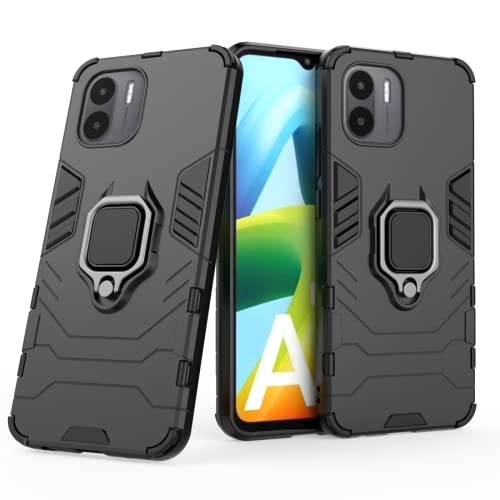 RWMM Handyhülle für Xiaomi Redmi A1,TPU/PC Hohe Qualität Stoßfeste Kratzfeste Robuste Ständer Military Grade Schutz Case Cover für Xiaomi Redmi A1 Case Cover-Schwarz von RWMM