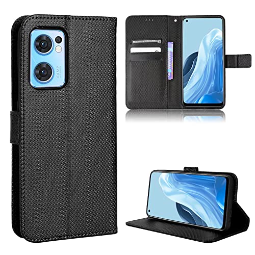 RWMM für Oppo Find X5 Lite Hülle,TPU/PU Premium Leder Tasche Flipcase mit [Kartenschlitzen] [Magnetverschluss] [Standfunktion] Handyhülle-Schwarz von RWMM