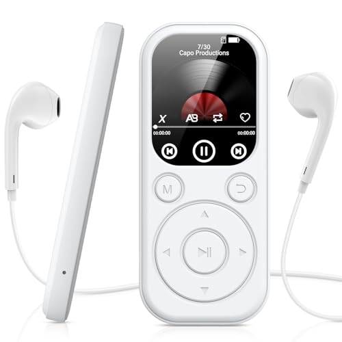 128GB MP3 Player Bluetooth, RWSRW MP3-Player mit Kopfhörer FM Radio Diktiergerät Mini Design HiFi-Sound E-Book Reader Fotoalbum Ideal für Sport, Weiß 128GB MP3 Player Bluetooth, RWSRW MP3-Player mit Kopfhörer FM Radio Diktiergerät Mini Design HiFi-Sound E-Book Reader Fotoalbum Ideal für Sport, Weiß von RWSRW