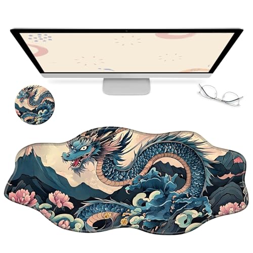 RWUTYTIUL Computer-Schreibtischmatte, wasserdichte Oberfläche, Schreibunterlage mit genähten Kanten, rutschfest, große Maus-Tastaturunterlage für Büro, Zuhause, Arbeit, Gamer, Laptop von RWUTYTIUL