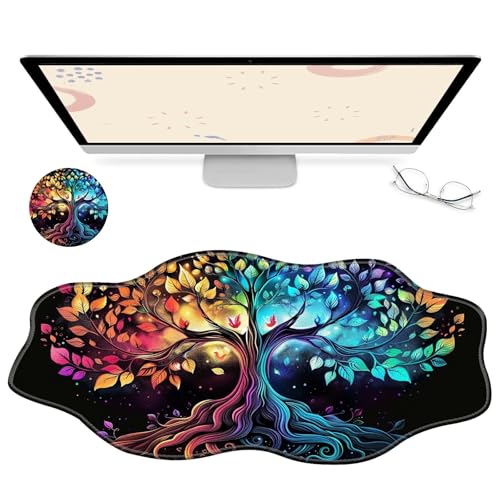 RWUTYTIUL Computer-Schreibtischmatte, wasserdichte Oberfläche, Schreibunterlage mit genähten Kanten, rutschfest, große Maus-Tastaturunterlage für Büro, Zuhause, Arbeit, Gamer, Laptop von RWUTYTIUL