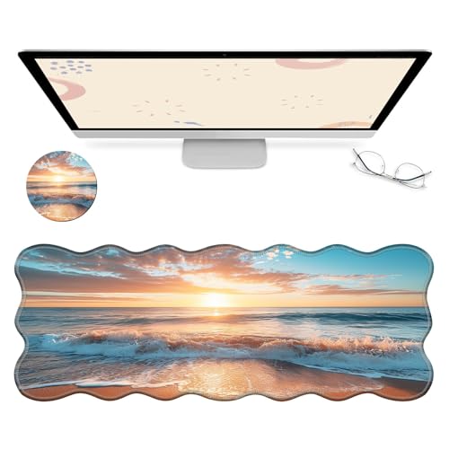 RWUTYTIUL Computer-Schreibtischmatte, wasserdichte Oberfläche, Schreibunterlage mit genähten Kanten, rutschfest, große Maus-Tastaturunterlage für Büro, Zuhause, Arbeit, Gamer, Laptop von RWUTYTIUL