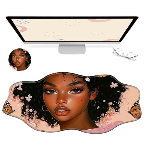 RWUTYTIUL Computer-Schreibtischmatte, wasserdichte Oberfläche, Schreibunterlage mit genähten Kanten, rutschfest, große Maus-Tastaturunterlage für Büro, Zuhause, Arbeit, Gamer, Laptop von RWUTYTIUL