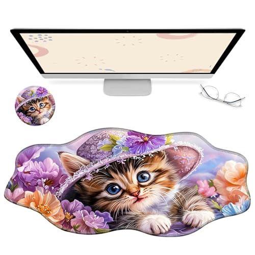 RWUTYTIUL Computer-Schreibtischmatte, wasserdichte Oberfläche, Schreibunterlage mit genähten Kanten, rutschfest, große Maus-Tastaturunterlage für Büro, Zuhause, Arbeit, Gamer, Laptop von RWUTYTIUL