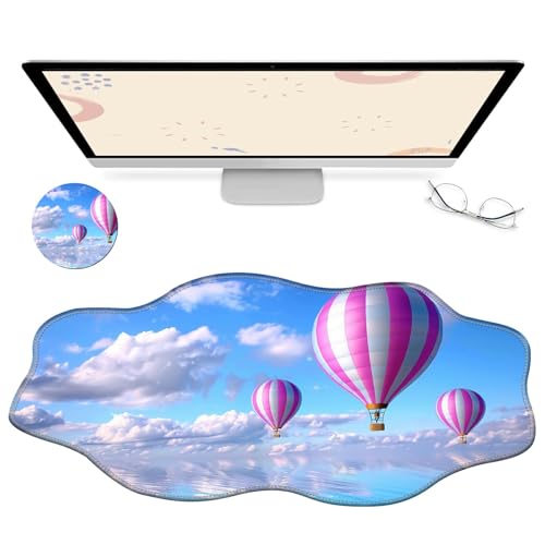 RWUTYTIUL Computer-Schreibtischunterlage, wasserdicht, mit genähten Kanten, rutschfest, für Büro, Zuhause, Arbeit, Gamer, Schreibtischschutz mit Untersetzer, Ball von RWUTYTIUL