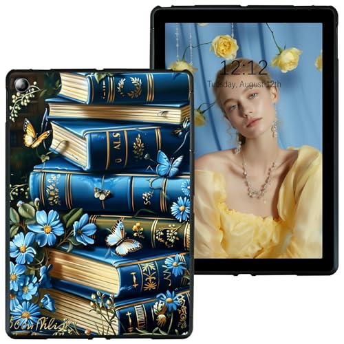 RWUTYTIUL Für Samsung Galaxy Tab A8 10,5 Zoll 2022 (SM-X200/SM-X205/SM-X207) Schwarz Tablet Hülle, Stoßfeste Schutzhülle Flexible Matte Leichte TPU Hülle, Lila Blau Book von RWUTYTIUL