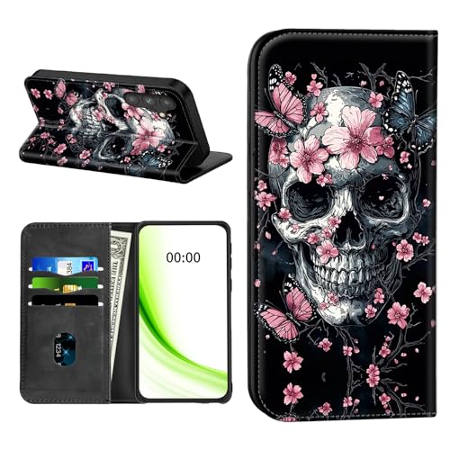 RWUTYTIUL Klapphülle für Samsung Galaxy A54 5G 16,3 cm (6,4 Zoll), mit Kreditkartenfächern, stoßfest, magnetisch, mit praktischen Kartenfächern, Ständer, Handyhülle, RFID-Blockierung, rosa von RWUTYTIUL