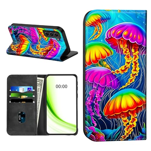 RWUTYTIUL Klapphülle für Samsung Galaxy S21 FE 5G 16,3 cm (6,4 Zoll), mit Kreditkartenfach, stoßfest, magnetische Hülle mit praktischen Kartenfächern, Ständer, Handyhülle, RFID-Blockierung, lila von RWUTYTIUL