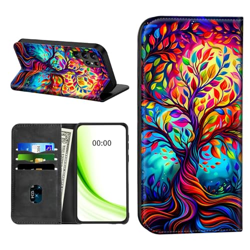RWUTYTIUL Klapphülle für Samsung Galaxy S22 Ultra 5G, 17,3 cm (6,8 Zoll), mit Kreditkartenfach, stoßfest, magnetisch, mit praktischen Kartenfächern, Ständer, Handyhülle, RFID-Blockierung von RWUTYTIUL
