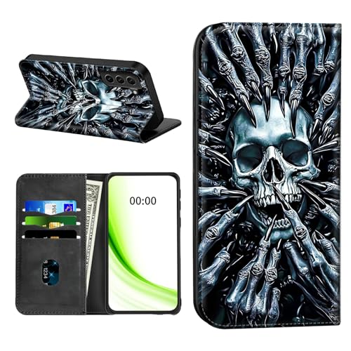 RWUTYTIUL Klapphülle für Samsung Galaxy S24+ Plus 6,7 Zoll (17 cm), mit Kreditkartenfach, stoßfest, magnetische Hülle mit praktischen Kartenfächern, Ständer, Handyhülle, RFID-Blockierung, grauer von RWUTYTIUL