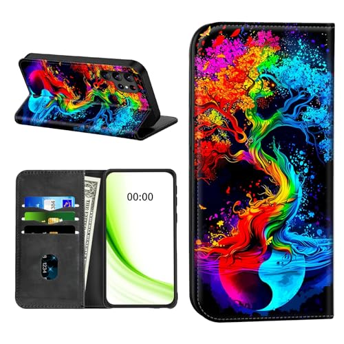 RWUTYTIUL Klapphülle für Samsung Galaxy S25 Ultra 5G 17,5 cm (6,9 Zoll), mit Kreditkartenfach, stoßfest, magnetisch, mit praktischen Kartenfächern, Ständer, Handyhülle, RFID-Blockierung, Blau / Rot von RWUTYTIUL