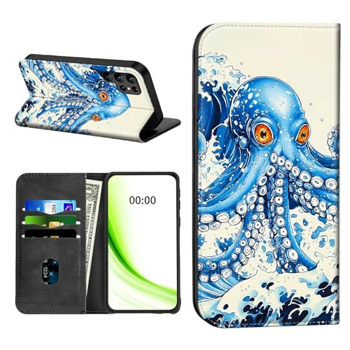 RWUTYTIUL Klapphülle für Samsung Galaxy S25 Ultra 5G 17,5 cm (6,9 Zoll), mit Kreditkartenfach, stoßfest, magnetische Hülle mit praktischen Kartenfächern, Ständer, Handyhülle, RFID-Blockierung, blauer von RWUTYTIUL