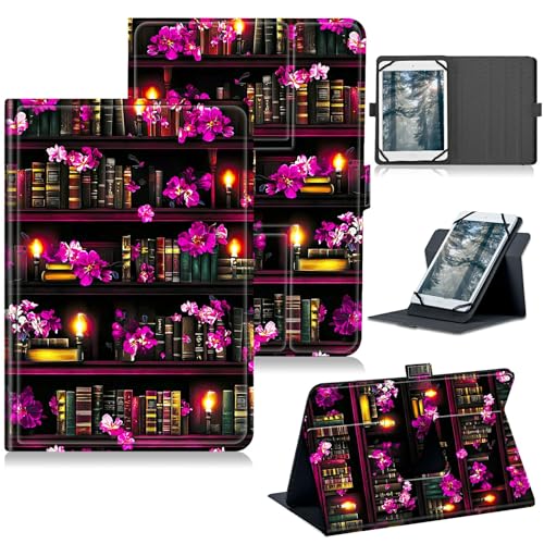 RWUTYTIUL Kompatibel mit BOOX Tab Ultra Universal-Hülle, 360 Grad drehbarer Ständer, Schutzhülle mit mehreren Ansichten für Boox Tab Ultra ePaper 26,2 cm (10,3 Zoll), lila Buchblume von RWUTYTIUL