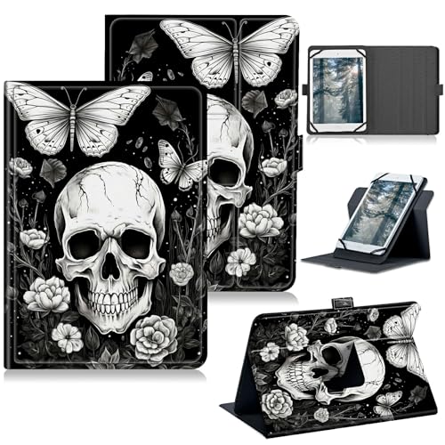 RWUTYTIUL Kompatibel mit BOOX Tab Ultra Universal-Tablet-Hülle, 360 Grad drehbarer Ständer, Schutzhülle mit Standfunktion für Boox Tab Ultra ePaper 26,2 cm (10,3 Zoll), Schmetterlingsschädel von RWUTYTIUL