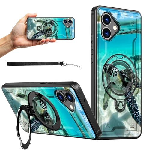 RWUTYTIUL Magnetische Schutzhülle für Samsung Galaxy A06 5G, 17 cm (6,7 Zoll), mit Handschlaufe, Ständer, kratzfest, hartes Polycarbonat-Silikon, stoßfest, für Damen und Herren, Motiv von RWUTYTIUL