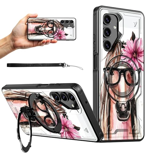 RWUTYTIUL Magnetische Schutzhülle für Samsung Galaxy A14 5G, 16,8 cm (6,6 Zoll), mit Handschlaufe, Ständer, kratzfest, hartes PC-Silikon, stoßfest, für Damen und Herren, Handyhüllen für Galaxy A14 5G von RWUTYTIUL