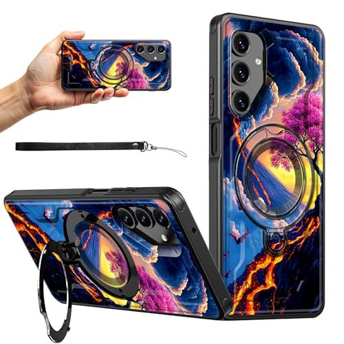 RWUTYTIUL Magnetische Schutzhülle für Samsung Galaxy A35 5G, 16,8 cm (6,6 Zoll), Handschlaufe, Ständer, kratzfest, hartes Polycarbonat, Silikon, stoßfest, schützend, für Damen, Herren, Jungen von RWUTYTIUL