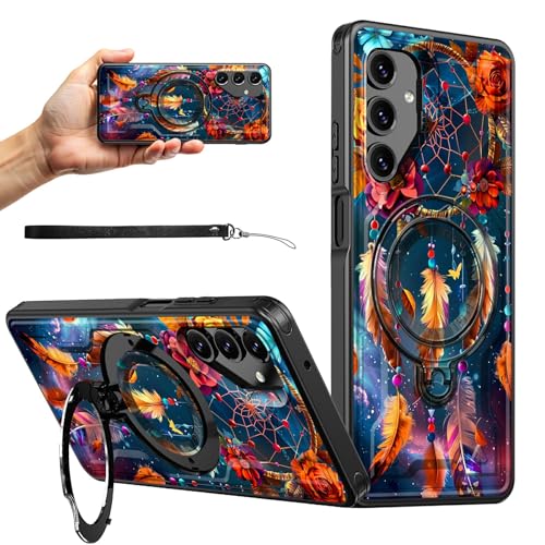RWUTYTIUL Magnetische Schutzhülle für Samsung Galaxy A35 5G, 16,8 cm (6,6 Zoll), mit Handschlaufe, Ständer, kratzfest, hartes Polycarbonat-Silikon, stoßfest, für Damen und Herren, Handy-Hüllen für von RWUTYTIUL