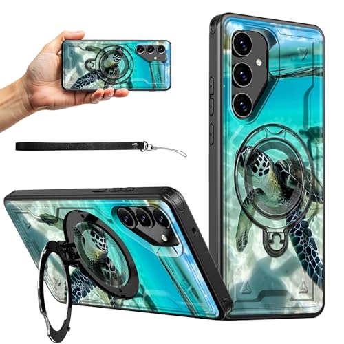 RWUTYTIUL Magnetische Schutzhülle für Samsung Galaxy S24 Plus/Galaxy S25 Plus, 17 cm (6,7 Zoll), mit Handschlaufe, Ständer, kratzfest, hartes PC-Silikon, stoßfest, für Damen und Herren von RWUTYTIUL