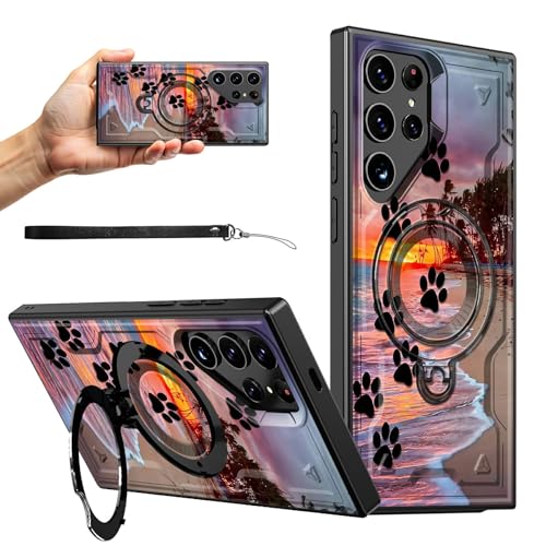 RWUTYTIUL Magnetische Schutzhülle für Samsung S23 Ultra 5G, 17,3 cm (6,8 Zoll), mit Handschlaufe, Ständer, kratzfest, hartes PC-Silikon, stoßfest, für Damen und Herren, Handyhüllen für Galaxy S23 von RWUTYTIUL