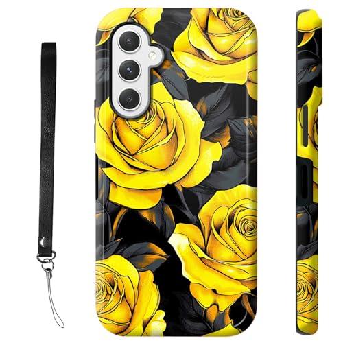 RWUTYTIUL Samsung Galaxy A56 5G 6.7" Hülle mit Handschlaufe, Stoßfest, Doppellagiger Schutz aus rutschfestem Silikon und PC Hart Glänzend, Rosa Gelb RWUTYTIUL Samsung Galaxy A56 5G 6.7" Hülle mit Handschlaufe, Stoßfest, Doppellagiger Schutz aus rutschfestem Silikon und PC Hart Glänzend, Rosa Gelb von RWUTYTIUL