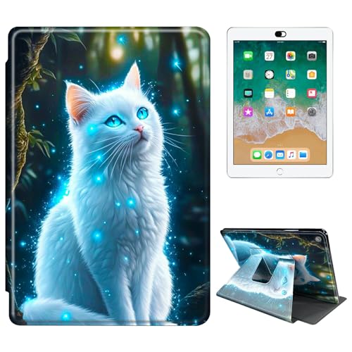 RWUTYTIUL Schutzhülle für Amazon Kindle Fire 7 (12. Generation, Version 2022), 17,8 cm (7 Zoll), um 360 Grad drehbar, stoßfest, Schutzhülle mit Ständer, für Damen und Herren, blaue fluoreszierende von RWUTYTIUL