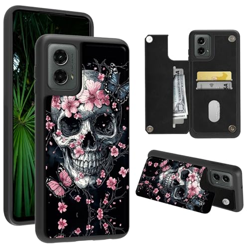 RWUTYTIUL Schutzhülle für Motorola Edge 5G 2024, 16,8 cm (6,6 Zoll), mit Kreditkartenfach, stoßfest, schützend, weiches Silikon, Ständer, doppelter Magnetverschluss, Schutzhülle für Moto Edge 5G 2024 von RWUTYTIUL