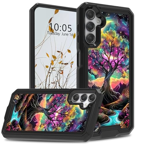 RWUTYTIUL Schutzhülle für Samsung A14 5G, 16,8 cm (6,6 Zoll), robust, stoßfest, doppellagig, Silikon, robust, für Samsung Galaxy A14 5G, Bachbäume von RWUTYTIUL