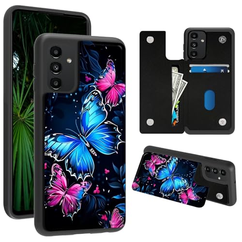 RWUTYTIUL Schutzhülle für Samsung Galaxy A15 5G 16,5 cm (6,5 Zoll), mit Kreditkartenhalter, stoßfest, schützend, weiches Silikon, Ständer, doppelter Magnetverschluss, Handyhülle für Galaxy A15 5G von RWUTYTIUL