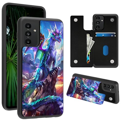 RWUTYTIUL Schutzhülle für Samsung Galaxy A16 5G 17 cm (6,7 Zoll), mit Kreditkartenhalter, stoßfest, schützend, weiches Silikon, Ständer, doppelter Magnetverschluss, Handyhülle für Galaxy A16 5G, lila von RWUTYTIUL