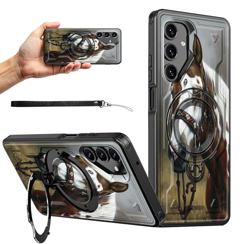 RWUTYTIUL Schutzhülle für Samsung Galaxy A35 5G, 16,8 cm (6,6 Zoll), magnetisch, mit Handschlaufe, Ständer, kratzfest, hartes Polycarbonat, Silikon, stoßfest, für Damen, Herren, Jungen, Pferde von RWUTYTIUL