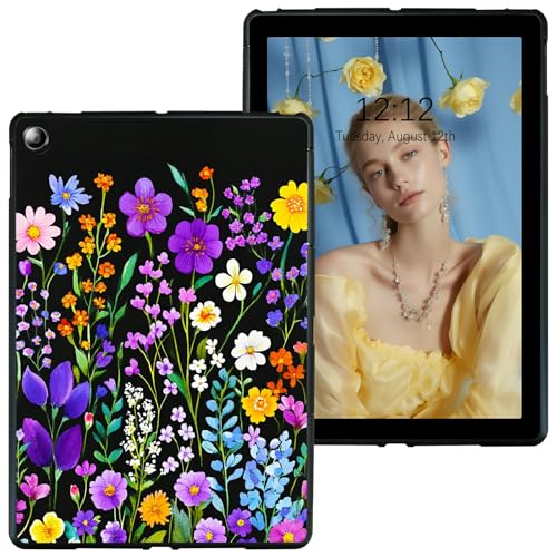 RWUTYTIUL Schutzhülle für Samsung Galaxy Tab A 21,3 cm (8,4 Zoll) 2020 SM-T307/SM-T307U, schwarz, stoßfest, flexibel, matt, leicht, TPU-Hülle für Galaxy Tab A 8,4 Zoll 2020, lila Wildblume von RWUTYTIUL