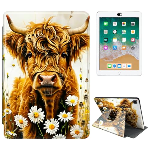 RWUTYTIUL Schutzhülle für Samsung Galaxy Tab A 25,7 cm (10,1 Zoll) 2019 (SM-T510/SM-T515/SM-T517) Tablet-Hülle, 360 Grad drehbar, stoßfest, Schutzhülle mit Ständer, für Damen und Herren, Blume, gelbe von RWUTYTIUL