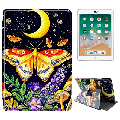 RWUTYTIUL Schutzhülle für Samsung Galaxy Tab A 8,4 Zoll 2020 SM-T307 Tablet, 360 Grad drehbar, stoßfest, Schutzhülle mit Ständer, für Damen und Herren, Mond, Schmetterling, Blume von RWUTYTIUL