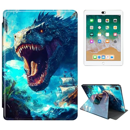 RWUTYTIUL Schutzhülle für Samsung Galaxy Tab A 8,4 Zoll 2020 SM-T307 Tablet, 360 Grad drehbar, stoßfest, Schutzhülle mit Ständer, für Damen und Herren, Ozean-Drache von RWUTYTIUL