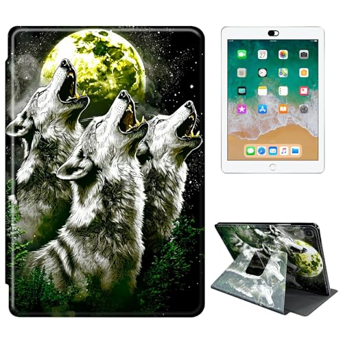 RWUTYTIUL Schutzhülle für Samsung Galaxy Tab A 8,4 Zoll 2020 SM-T307 Tablet, 360 Grad drehbar, stoßfest, Schutzhülle mit Ständer, für Damen und Herren, drei graue Wölfe von RWUTYTIUL