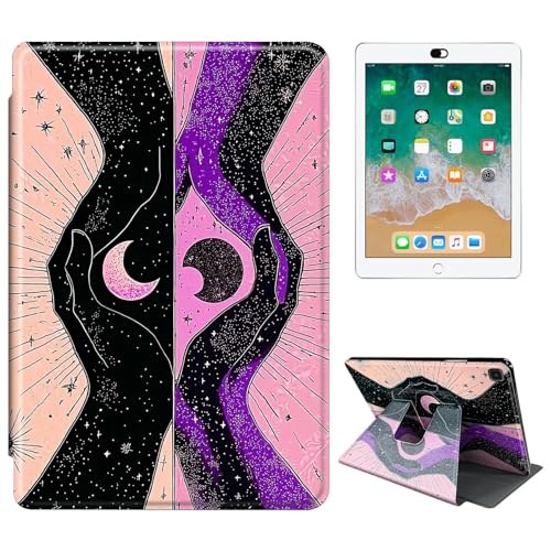 RWUTYTIUL Schutzhülle für Samsung Galaxy Tab A 8,4 Zoll 2020 SM-T307 Tablet, 360 Grad drehbar, stoßfest, Schutzhülle mit Ständer, für Damen und Herren, violett, schwarze Handfläche von RWUTYTIUL