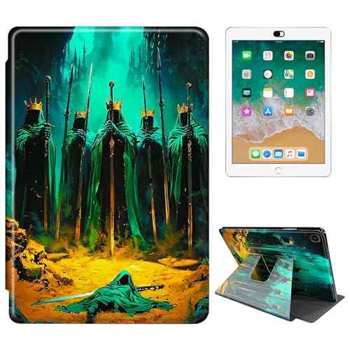 RWUTYTIUL Schutzhülle für Samsung Galaxy Tab A 8 Zoll 2019 (T290/T295) Tablet, 360 Grad drehbar, stoßfest, Schutzhülle mit Ständer, für Damen und Herren, grüner Höhlenschädel von RWUTYTIUL