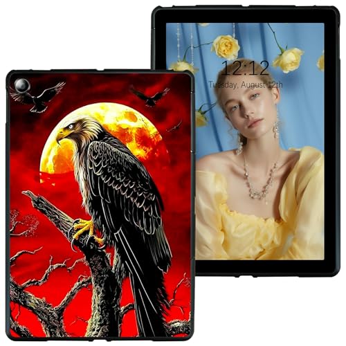RWUTYTIUL Schutzhülle für Samsung Galaxy Tab A8 10,5 Zoll 2022 (SM-X200/SM-X205/SM-X207) Schwarz Tablet Hülle, Stoßfeste Schutzhülle Flexible Matte Leichte TPU Hülle, Red Sky Eagle von RWUTYTIUL
