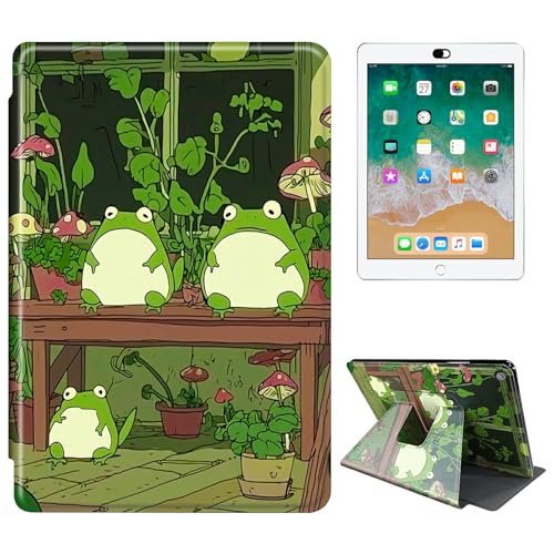RWUTYTIUL Schutzhülle für Samsung Galaxy Tab A8 10,5 Zoll 2022 Modell (SM-X200/X205/X207) Tablet-Hülle, 360 Grad drehbar, stoßfest, Schutzhülle mit Ständer, für Damen und Herren, grüne Froschblume von RWUTYTIUL