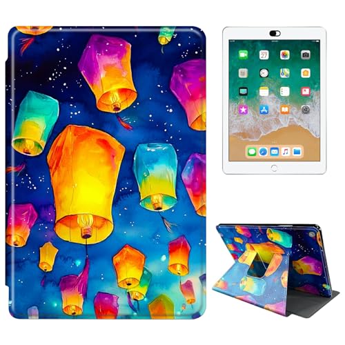 RWUTYTIUL Schutzhülle für Samsung Galaxy Tab A9 Plus 11 Zoll 2023 Modell (SM-X210/X216/X218) Tablet-Hülle, 360 Grad drehbar, stoßfest, Schutzhülle mit Ständer, für Damen und Herren, blaue Laterne von RWUTYTIUL